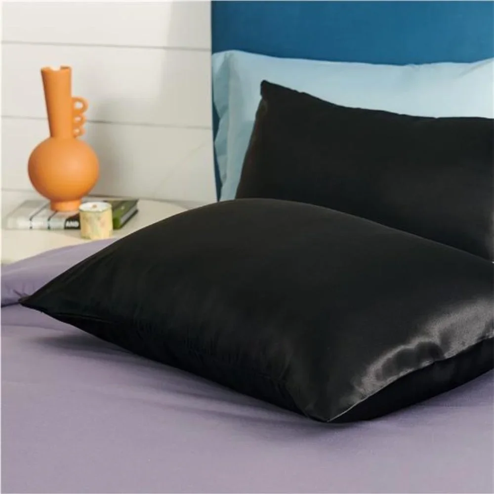 NEW in Box, Satin Pillowcase for Hair and Skin Queen - Black Silk -2 Pack 20x30